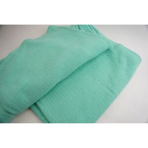 Pottery Barn Teen Classic Cotton Blanket Full Queen Mint Green Waffle Excellent